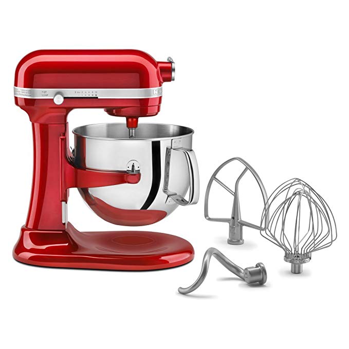 KitchenAid Professional 7-Quart Super Big Biggest Capacity Large KSM7581CA 7-Quart Bowl Largest Lift Stand Mixer Candy Apple Red