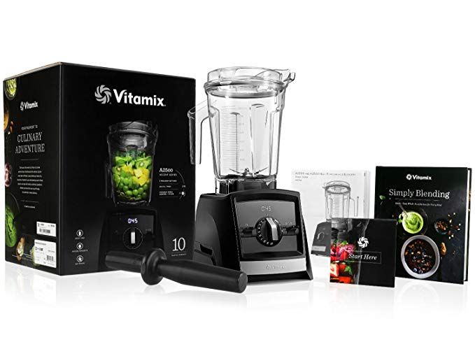 Vitamix A2500 Ascent Series Blender with 64-Ounce Container + Vitamix Simply Blending Blending Recipe Cookbook + Low-Profile Tamper + 10-Year Full Warranty - Black