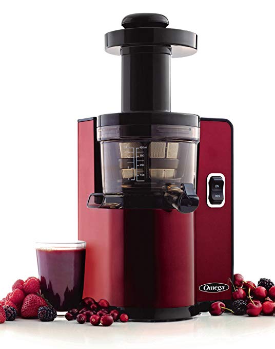 Omega Juicers Vertical Slow Masticating Juicer, 150-Watt, Red