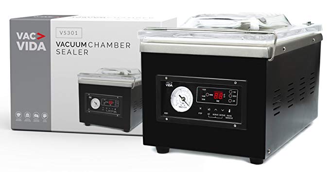 VAC-VIDA VS301 Vacuum Chamber Sealer | Constructed With A Sleek Black Stainless Steel Outside | Modern Control Panel | Extra Powerful Oil Pump | Perfect For Serious Home User Or Restaurant