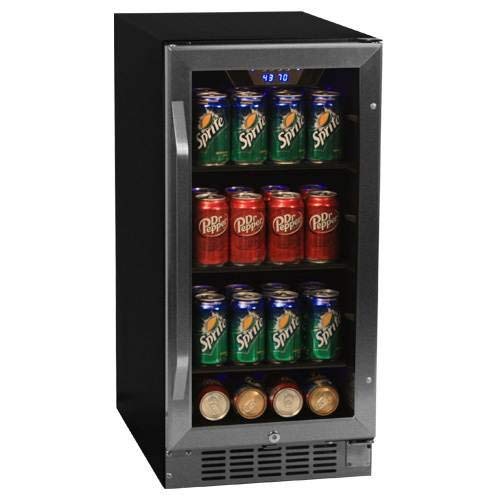 EdgeStar CBR901SG 80 Can 15 Inch Wide Built-in Beverage Cooler - Black/Stainless Steel