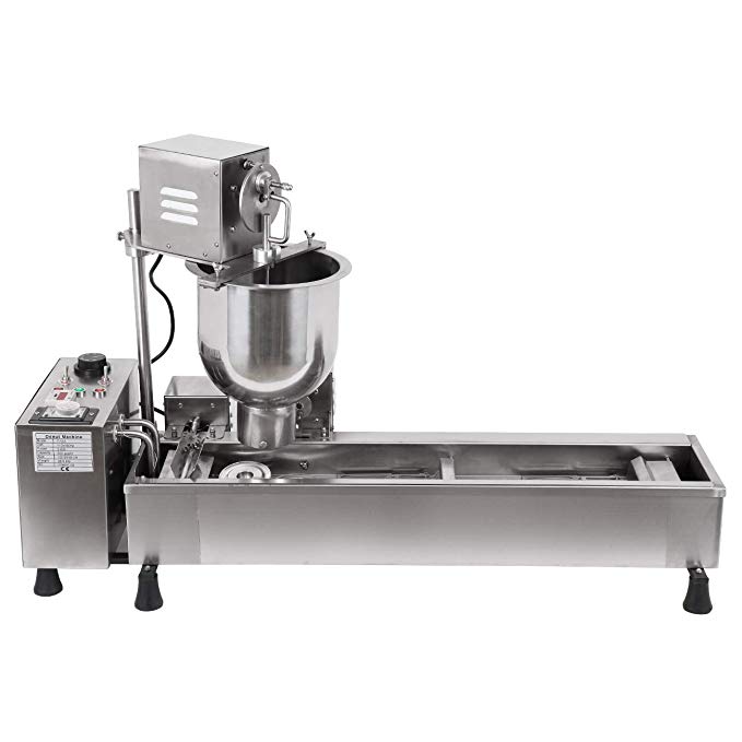 Ridgeyard Stainless Steel Commercial Donut Maker 3KW Automatic Donut Maker 7L Donut Making Machine with 3 Sets Mold,Wide Oil Tank