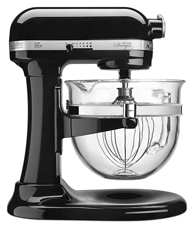 KitchenAid KF26M22OB 6-Qt. Professional 600 Design Series with Glass Bowl - Onyx Black