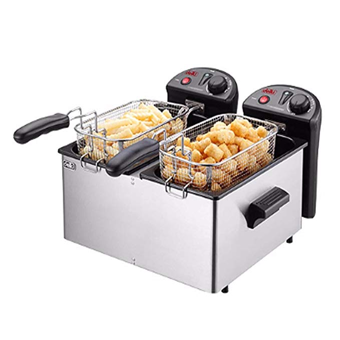 Delki DK-202 Electric Smart Deep Fryer Double Safety Sensor Large 2 Baskets 3.5Lx2