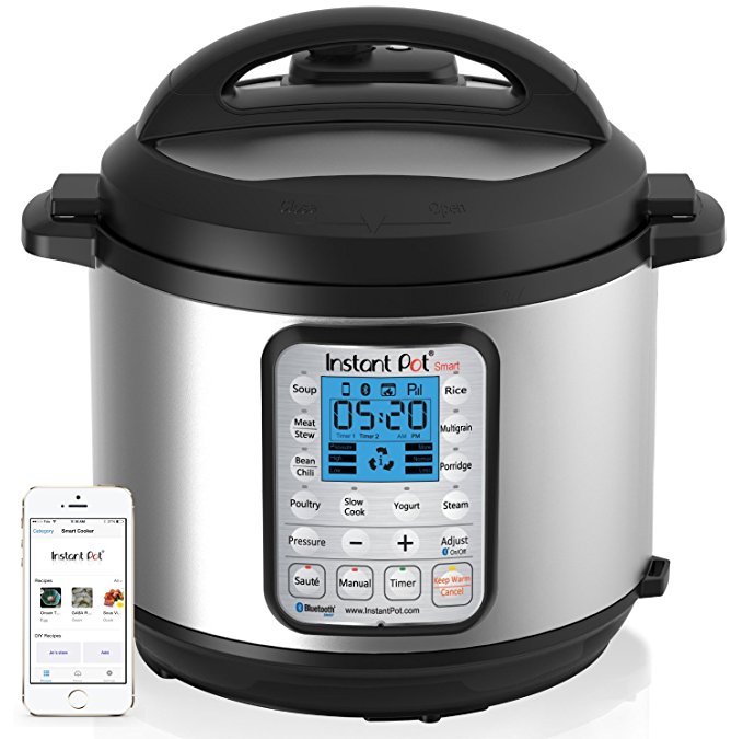 Instant Pot Smart Bluetooth 6 Qt 7-in-1 Multi-Use Programmable Pressure Cooker, Slow Cooker, Rice Cooker, Yogurt Maker, Sauté, Steamer, and Warmer