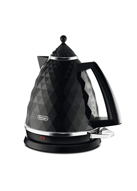 De'Longhi Brillante Faceted Jug Kettle, 3 Kilowatt - Black