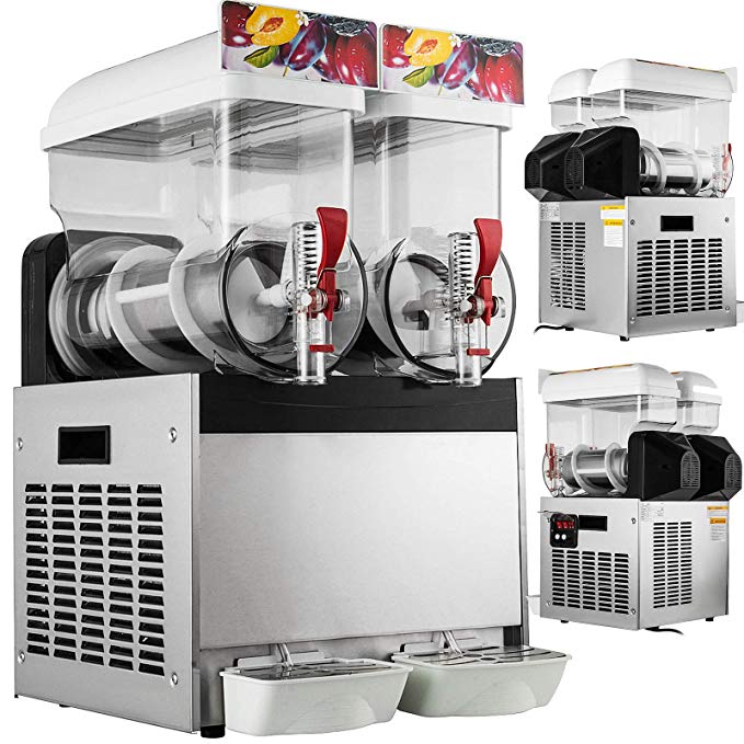 VEVOR Commercial Margarita Machine 2 Bowls 30L/7.9Gal Slushy Machine Commercial110V 400W Frozen Drink Maker Ice Slushies for Supermarkets Cafes Restaurants Snack Bars (15Lx2 tank)