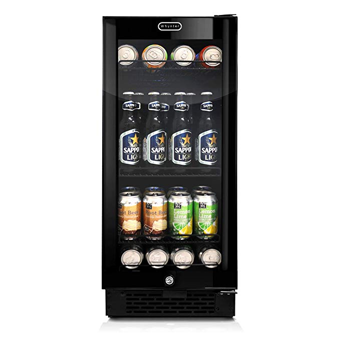 Whynter BBR-801BG Built-in Glass 80-Can Capacity Beverage Refrigerator, 3.4 cu. ft., Black