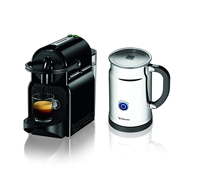 Nespresso Inissia Espresso Maker with Aeroccino Plus Milk Frother, Black (Discontinued Model)