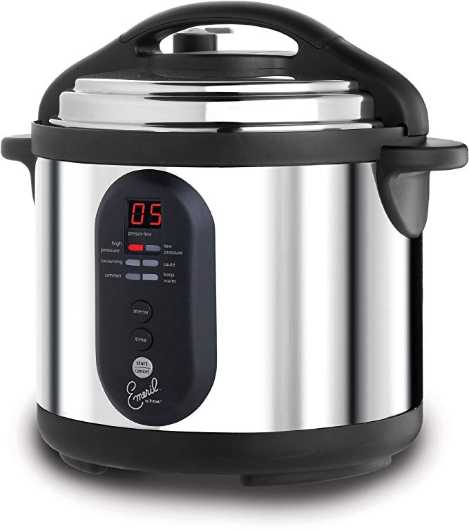 Emeril by T-fal CY4000 Nonstick Dishwasher Safe Electric Pressure Cooker, 6-Quart, Silver