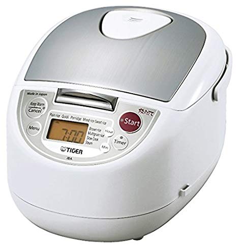 Tiger JBA-T10U-WU 5.5-Cup (Uncooked) Micom Rice Cooker with Food Steamer & Slow Cooker, White