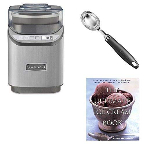 Cuisinart ICE-70 Cool Creations Ice Cream Maker (Brushed Chrome) Bundle with Cookbook and Accessories