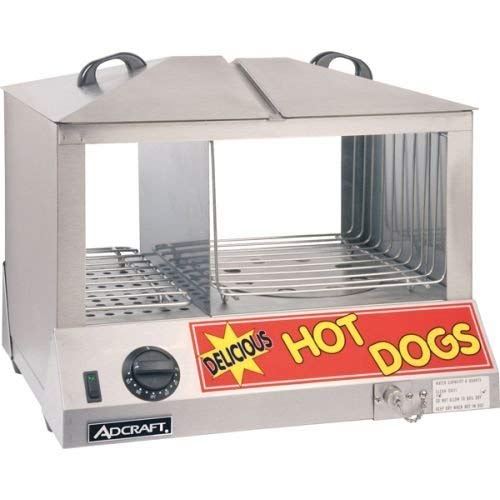 Adcraft HDS-1200W Side-by-Side Hot Dog & Bun Steamer, 18.25-Inch x 14.5-Inch x 15-Inch, 1200w, 120-Volt