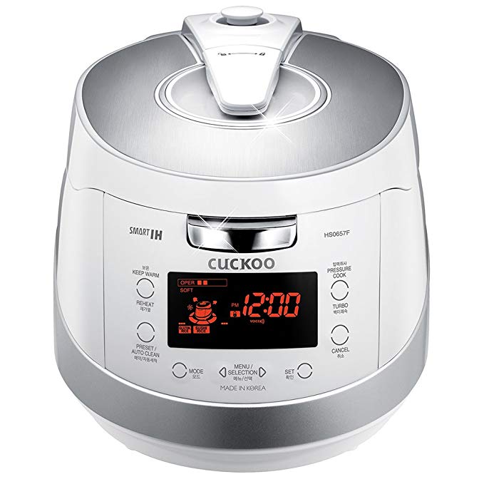 Cuckoo CRP-HS0657F 6 Cup Pressure Rice Cooker, 110V, White