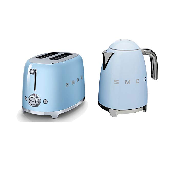 SMEG 2-Slice Toaster & 1.7-Liter Kettle in Pastel Blue