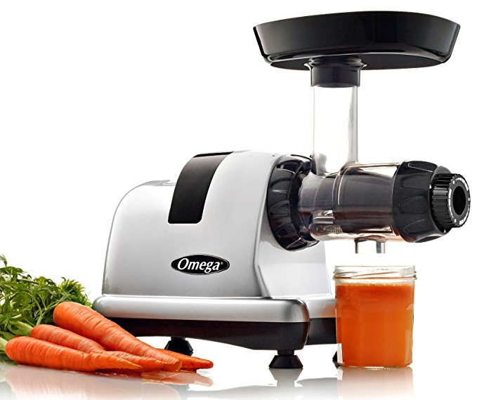 Omega J8007S 5th Generation Nutrition Center HD Juicer, Silver/Black