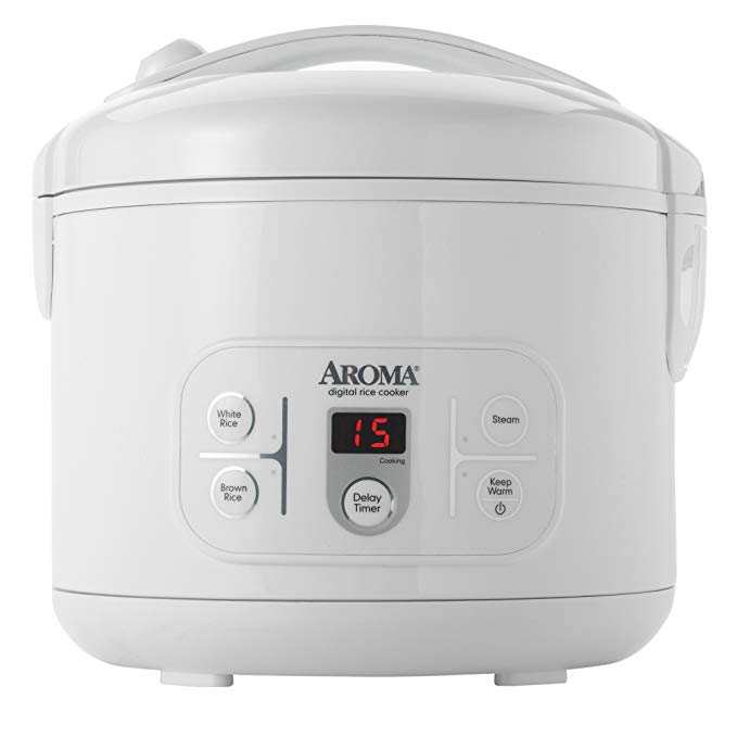 Aroma Housewares ARC-996 6-Cup (Uncooked) 12-Cup (Cooked) Digital Rice Cooker and Food Steamer, White