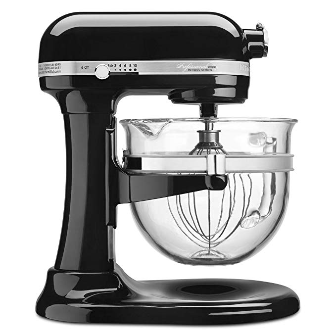 KitchenAid KSM6521XOB Professional 6500 Design Series Onyx Black Bowl-Lift Stand Mixer with 6 Quart Glass Bowl