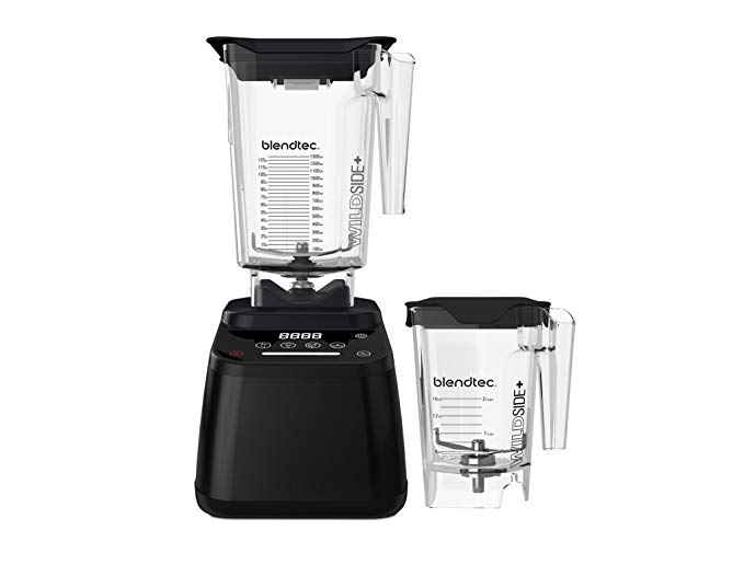 Blendtec Designer 625 Blender with Wildside+ Jar (90 oz) and Mini Wildside+ Jar (46 oz) BUNDLE, Professional-Grade Power, 4 Pre-Programmed Cycles, 6-Speeds, Sleek and Slim, Black