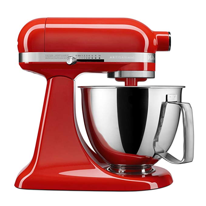 KitchenAid Artisan Mini Premium Tilt-Head Stand Mixer with Flex Edge Beater KSM3316XHT, 3.5 qt, Hot Sauce