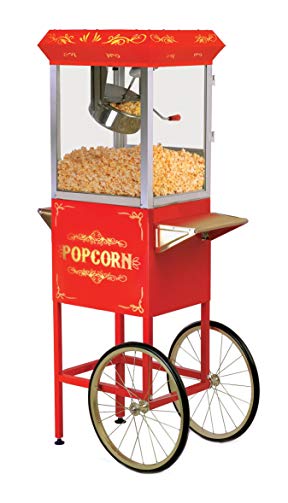 Elite Deluxe EPM-200 Maxi-Matic 8 Ounce Popcorn Popper Machine with Trolley, Red