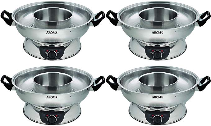 Aroma Stainless Steel Hot Pot, Silver (ASP-600) (4-(Pack))