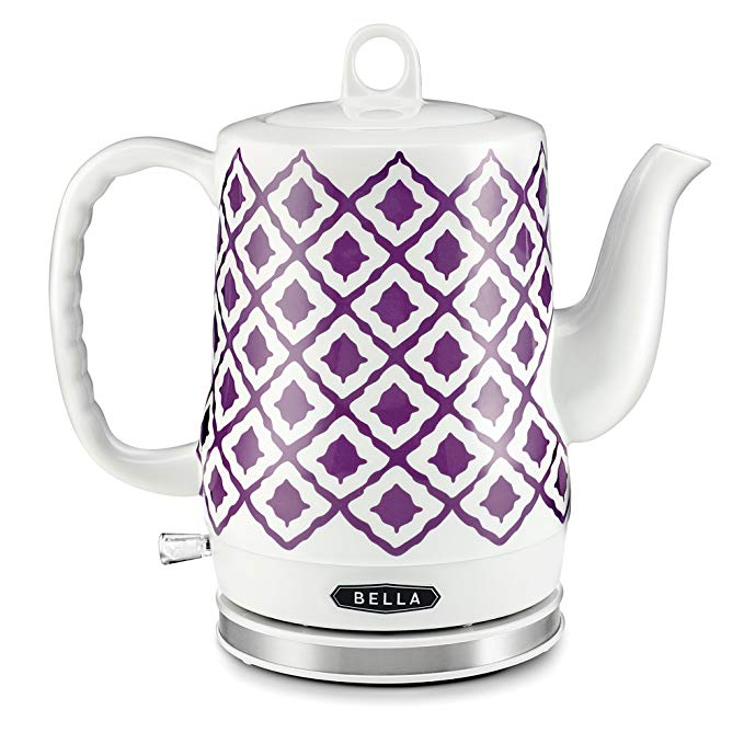 BELLA 1.2L Electric Ceramic Tea Kettle with detachable base and boil dry protection