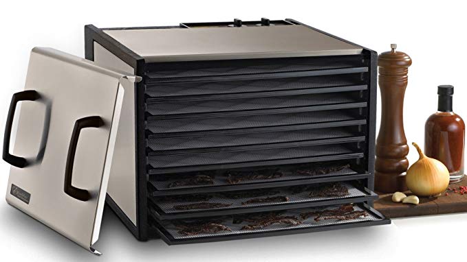 Excalibur D900S 9-Tray Electric Food Dehydrator with Features 26-Hour Timer Temperature Settings and Automatic Shut Off Made in USA, Silver