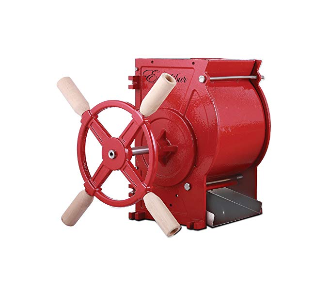 Excalibur EMFC Apple and Fruit Crusher Made of Heavy Duty Cast Iron with Stainless Steel Chute and Blades, RED