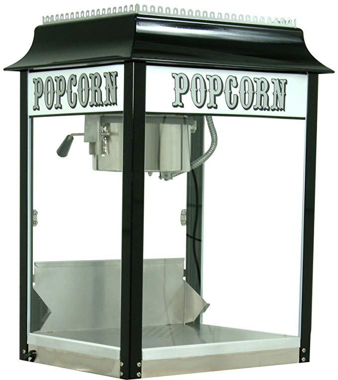 Paragon 1911 Style Pop 8 Ounce Black & Chrome Popcorn Machine for Professional Concessionaires Requiring Commercial Quality High Output Popcorn Equipment