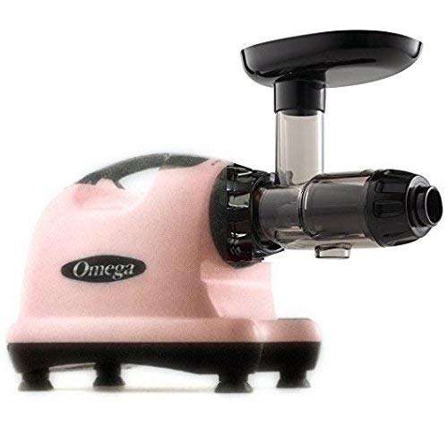 Omega J8006 Nutrition Center Quiet Dual-Stage Slow Speed Masticating Juicer Creates Continuous Fresh Healthy Fruit and Vegetable Juice at 80 Revolutions per Minute High Juice Yield, 150-Watt, Pink