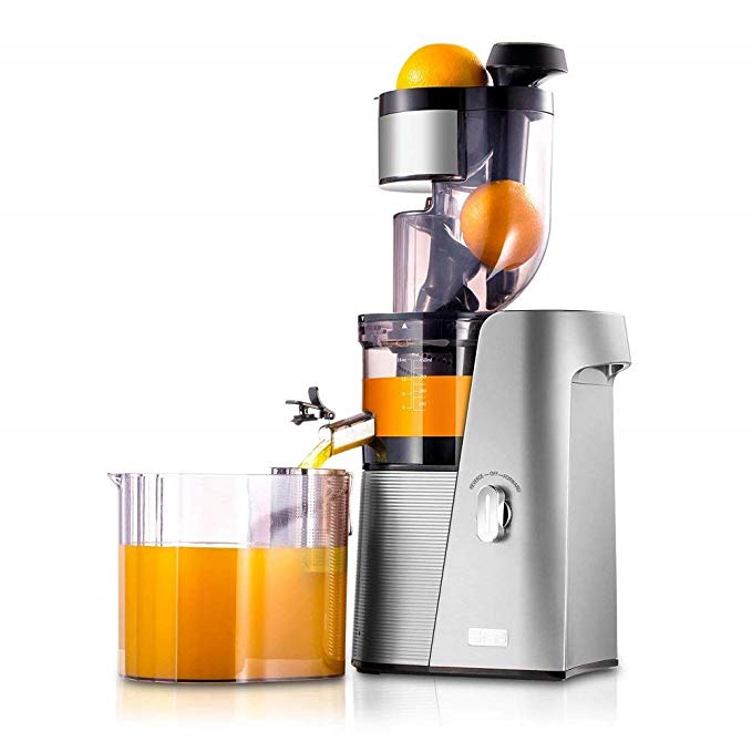 SKG Cold Press Juicer High Yield Juice Extractor, Quiet Anti-Oxidation Easy to Clean 36 RPM 250W AC Motor & Large 3.15”Turn Over Wide Mouth the Best Fruit and Vegetable Slow Masticating Juicer Mother