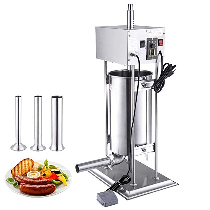 Yescom 15L Electric Sausage Stuffer Vertical Stainless Steel Meat Filler w/4 Stuffing Tubes Commercial Restaurant