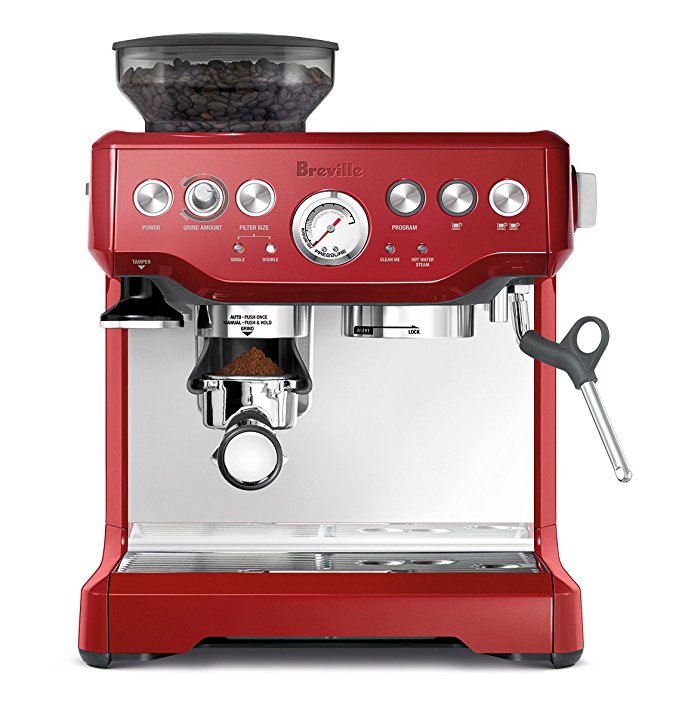 Breville BES870CBXL The Barista Express Coffee Machine, Cranberry Red