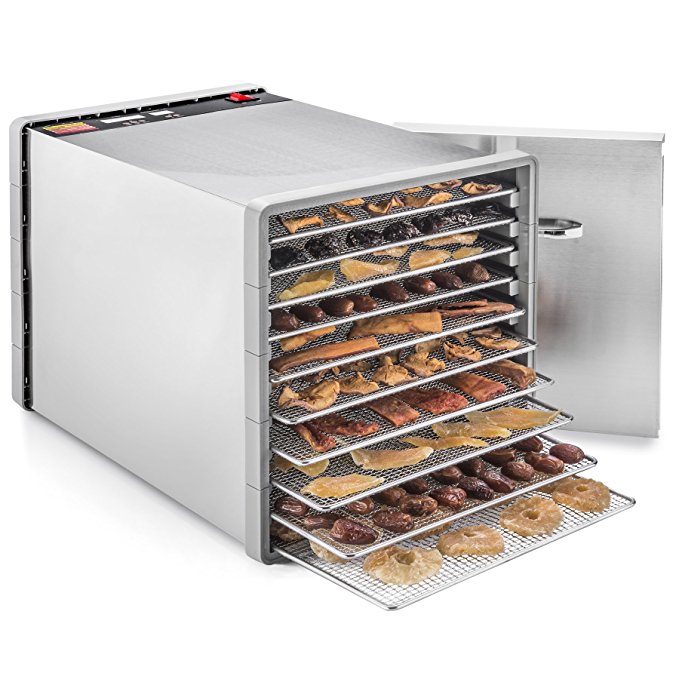 STX International STX-DEH-600W-SST-CB Stainless Steel Dehydra 10 Tray Food and Jerky Dehydrator with 40 Hour Timer PLUS a FREE All New Dehydrating Made Easy Cookbook on CD with over 270 Recipes!