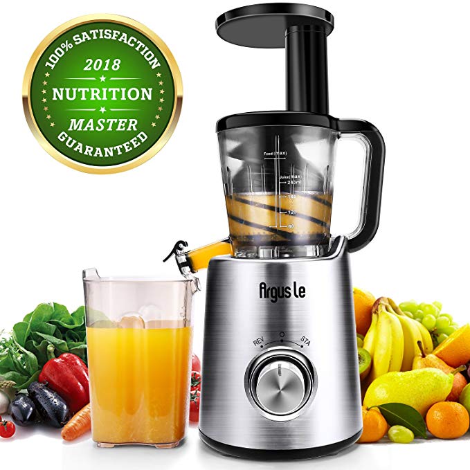 Argus Le Masticating Juicer, Slow Juice Extractor for Higher Nutrient and Vitamins, Easy to Clean Cold Press Juicer for All Fruits and Vegetables (Brushed Sliver)