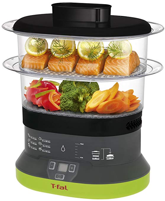 T-fal VC1338 Balanced Living Compact 2-Tier Electric Food Steamer, 4-Quart, Black